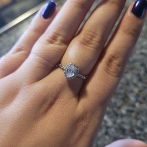 Sterling Silver Teardrop Stone Ring